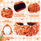 PANTIDE Fall Jeweled Knotted Headband - Thanksgiving Day Gift Hair Accessories Pearl Rhinestone Embellished Headband Autumn Fashion Hairband Birthday Wedding for Women Girl (Orange Red)