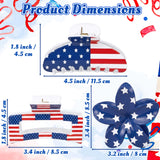 PANTIDE 3Pcs American Flag Red White Blue Hair Claw Clips for Women Girls