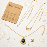 PANTIDE 3Pcs Sagittarius Zodiac Crescent Moon Layer Necklace for Women Girl
