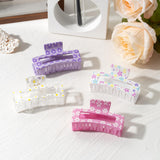 PANTIDE 4Pcs Spring Flowers Hair Claw Clips for Women Girls - Cute Flower Floral Rectangle Nonslip Banana Hair Clips, Thin Thick Short Long Curly Accessories, Spring Summer Party Birthday Gift
