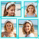 PANTIDE Blue Bow and Seashell Jeweled Knotted Headband - Rhinestone Crystal Pearl Embellished Headband Wide Top Knot Non Slip Hairband Accessories Ocean Beach Birthday Gift for Women Girl (White)