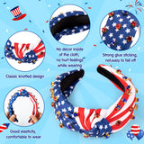 PANTIDE American Flag Jeweled Knotted Headband - Independence Day 4th of July Patriotic Star Rhinestone Embellished Headband Wide Top Knot Hairband Hair Accessories for Women Girls (Red White Blue)