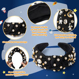 PANTIDE Space Astronaut Jeweled Knotted Headband for Women Girls (Black)