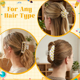 PANTIDE 3Pcs Pencil Hair Claw Clips for Women Girls - Back To School Funny Cute Yellow Pencil Rectangle Flower Banana Nonslip Acrylic Hair Clip Accessories, Teacher Appreciation Birthday Party Gift