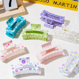 PANTIDE 8Pcs Spring Flowers Hair Claw Clips for Women Girls - Cute Flower Floral Rectangle Nonslip Banana Acrylic Hair Clips, Thin Thick Short Long Curly Accessories, Spring Summer Party Birthday Gift