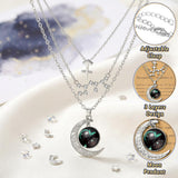 PANTIDE 3Pcs Sagittarius Zodiac Crescent Moon Layer Necklace for Women Girl