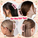 PANTIDE 4Pcs Cherry Hair Claw Clips for Women Girls - Bow Fruit Cute Rectangle Nonslip Banana Hair Clips for Women Girls, Thin Thick Short Long Curly Accessories, Valentine's Day Birthday Party Gift
