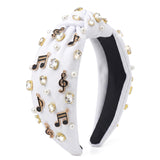 PANTIDE Musical Notes Jeweled Knotted Headband for Music Lover Women Girls