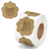 PANTIDE Cottage Food Law Labels Stickers - 500 Count Homemade with Love Adhesive Wax Seal-Style Decal Roll, Made in A Home Kitchen Inspection Statement Thermal Printed (2 x 2 Inch, Kraft Brown)