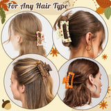 PANTIDE 4Pcs Fall Hair Claw Clips for Women Girls - Thanksgiving Autumn Maple Leaf Pumpkin Checkered Rectangle Nonslip Banana Hair Clips, Thin Thick Short Long Curly Accessories, Harvest Party Gift