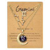 PANTIDE 3Pcs Gemini Zodiac Crescent Moon Layer Necklaces for Women Girls