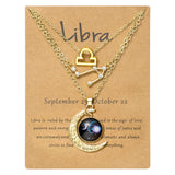 PANTIDE 3Pcs Libra Zodiac Crescent Moon Layer Necklaces for Women Girls