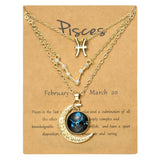 PANTIDE 3Pcs Pisces Zodiac Crescent Moon Layer Necklaces for Women Girls