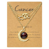 PANTIDE 3Pcs Cancer Zodiac Crescent Moon Layer Necklaces for Women Girls
