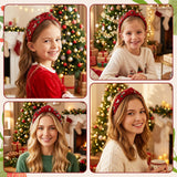 PANTIDE Christmas Jeweled Knotted Headband for Women Girls (Red)