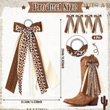 PANTIDE 4Pcs Brown Cow Ribbon Boot Bow with Lace for Martin Western Cowgirl
