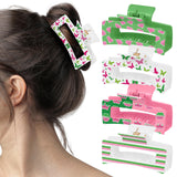PANTIDE 4Pcs Pink and Green Sister Hair Claw Clips for Women Girls