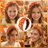 PANTIDE Fall Thanksgiving Pumpkin Polka Dot Jeweled Knotted Headband