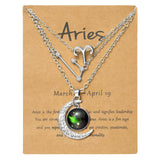 PANTIDE 3Pcs Aries Zodiac Crescent Moon Layer Necklaces for Women Girls