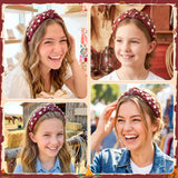 PANTIDE Bandana Paisley Jeweled Knotted Headband for Women Girls (Red)