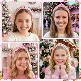 PANTIDE Christmas Jeweled Knotted Headband for Women Girls (Pink)