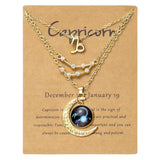 PANTIDE 3Pcs Capricorn Zodiac Crescent Moon Layer Necklaces for Women Girls