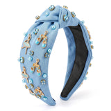 PANTIDE Blue Ballerina Jeweled Knotted Headband for Dancer Women Girls