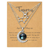 PANTIDE 3Pcs Taurus Zodiac Crescent Moon Layer Necklaces for Women Girls