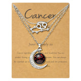 PANTIDE 3Pcs Cancer Zodiac Crescent Moon Layer Necklaces for Women Girls