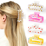 PANTIDE 4Pcs Teacher Hair Claw Clips for Women Girls - Back to School Gift Pencil Apple Rectangle Nonslip Banana Hair Clips, Thin Thick Short Long Curly Accessories, Teacher Appreciation Gift
