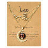 PANTIDE 3Pcs Leo Zodiac Crescent Moon Layer Necklaces for Women Girls