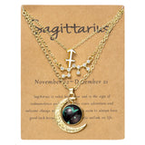 PANTIDE 3Pcs Sagittarius Zodiac Crescent Moon Layer Necklace for Women Girl