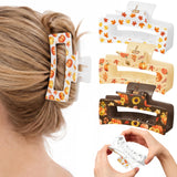 PANTIDE 4Pcs Fall Thanksgiving Silicone Hair Claw Clips for Women Girls