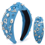 PANTIDE Swimming Jeweled Knotted Headband for Swimmer Women Girls (Blue)