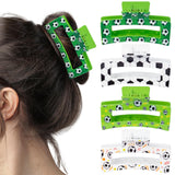 PANTIDE 4Pcs Soccer Hair Claw Clips for Women Girls - Sport Game Day Rectangle Nonslip Banana Hair Clips, Thin Thick Short Long Curly Hair Accessories, Birthday Party Gift for Player Team