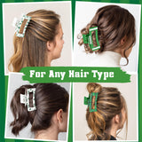 PANTIDE 4Pcs Football Hair Claw Clips for Women Girls - Sport Game Day Rectangle Nonslip Clips Hair Accessories for School Daily Football Party Favor Gifts Strong Hold for Thin Thick Curly (Green)