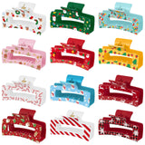 PANTIDE 12Pcs Christmas Santa Snowflake Tree Hair Claw Clips for Women Girl