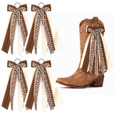 PANTIDE 4Pcs Brown Cow Ribbon Boot Bow with Lace for Martin Western Cowgirl