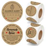 PANTIDE 1000 Count Cottage Food Law & Allergy Alert Labels Kraft Stickers