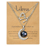 PANTIDE 3Pcs Libra Zodiac Crescent Moon Layer Necklaces for Women Girls