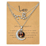 PANTIDE 3Pcs Leo Zodiac Crescent Moon Layer Necklaces for Women Girls