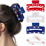 PANTIDE 4Pcs Baseball Hair Claw Clips for Women Girls - Sport Game Day Baseball Rectangle Nonslip Banana Hair Clips, Thin Thick Short Long Curly Hair Accessories, Birthday Party Gift for Player Team