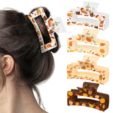 PANTIDE 4Pcs Fall Thanksgiving Pumpkin Spice Hair Claw Clip for Women Girl