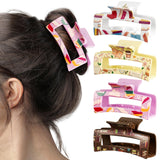 PANTIDE 4Pcs Book Hair Claw Clips for Women Girls - Back to School Bookish Reading Club Rectangle Nonslip Banana Hair Clips, Thin Thick Short Long Curly Hair Accessories, Teacher Book Lovers Gift