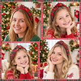 PANTIDE Christmas Buffalo Plaid Jeweled Knotted Headband for Women Girls