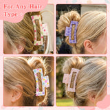 PANTIDE 8Pcs Spring Flowers Hair Claw Clips for Women Girls - Cute Flower Floral Rectangle Nonslip Banana Acrylic Hair Clips, Thin Thick Short Long Curly Accessories, Spring Summer Party Birthday Gift
