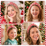 PANTIDE Christmas Stripe Candy Cane Jeweled Knotted Headband for Women Girl