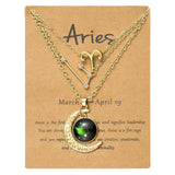 PANTIDE 3Pcs Aries Zodiac Crescent Moon Layer Necklaces for Women Girls