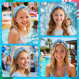 PANTIDE Swimming Jeweled Knotted Headband for Swimmer Women Girls (Blue)