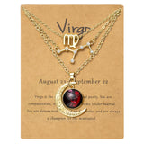 PANTIDE 3Pcs Virgo Zodiac Crescent Moon Layer Necklaces for Women Girls